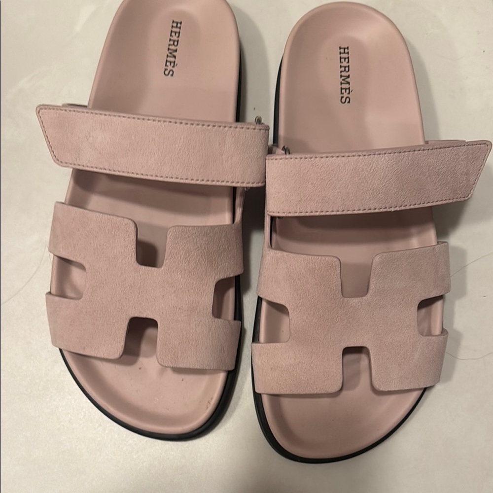 Hermes Pink Sandals with Geometric Cut-Outs